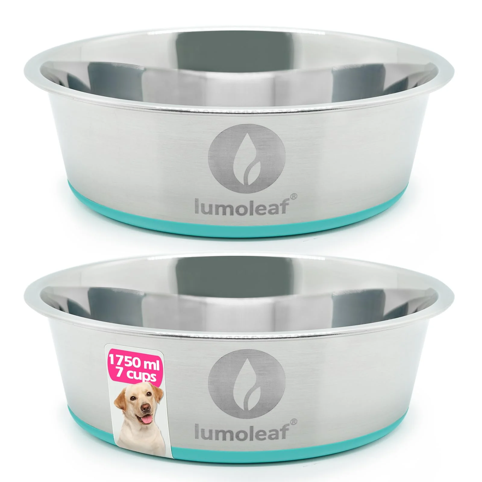 LumoLeaf Comedero Doble de Acero para Perros Grandes
